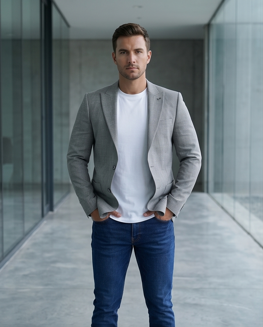 2H Gray Linen Blazer