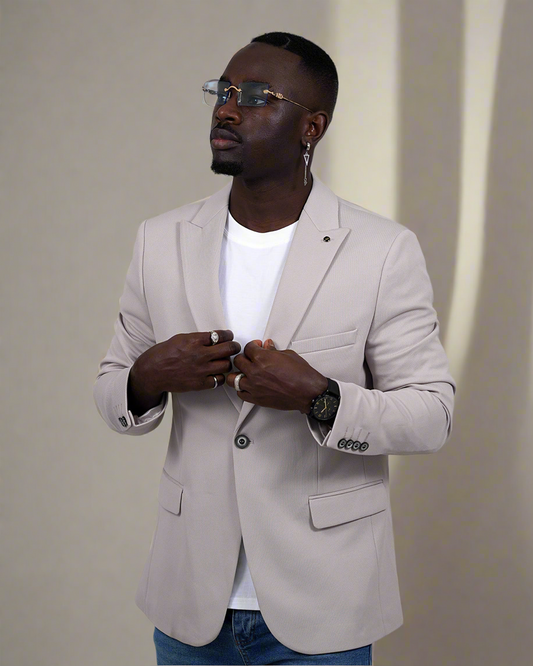 SALE! 2H #26924 Light Beige One Button Blazer