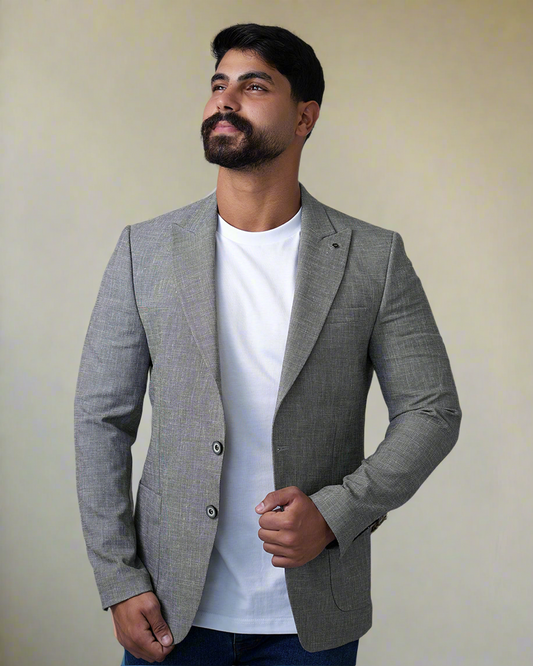 2H Gray Linen Blazer