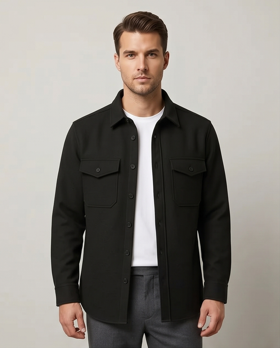 2H #111025 Black Fleece Casual Shirt