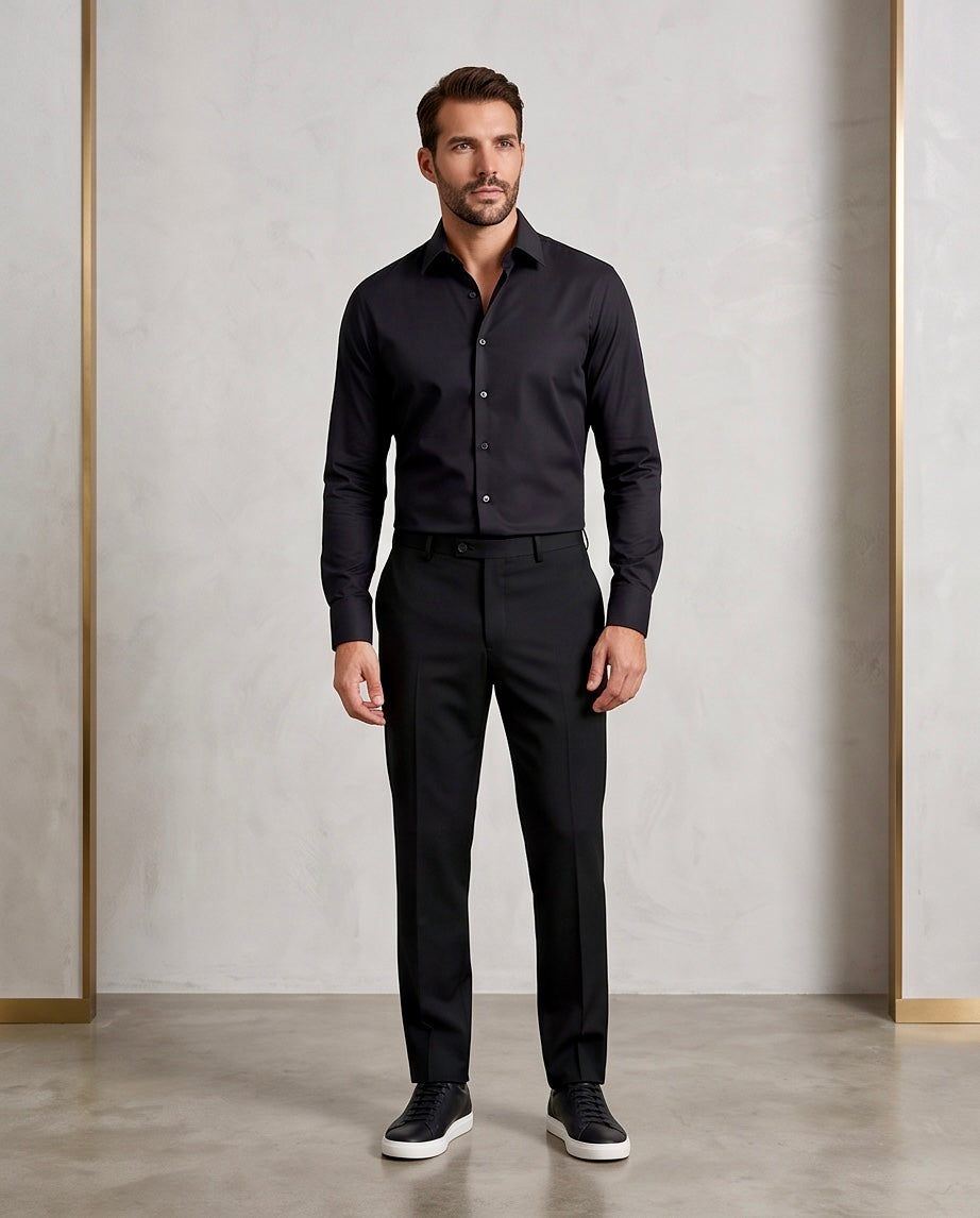 2H #11000063 Black Formal Shirt