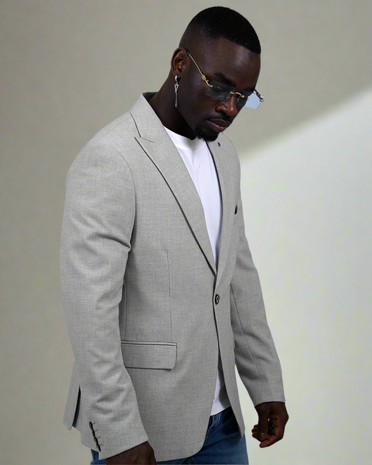 2H #26924 Light Gray One Button Blazer
