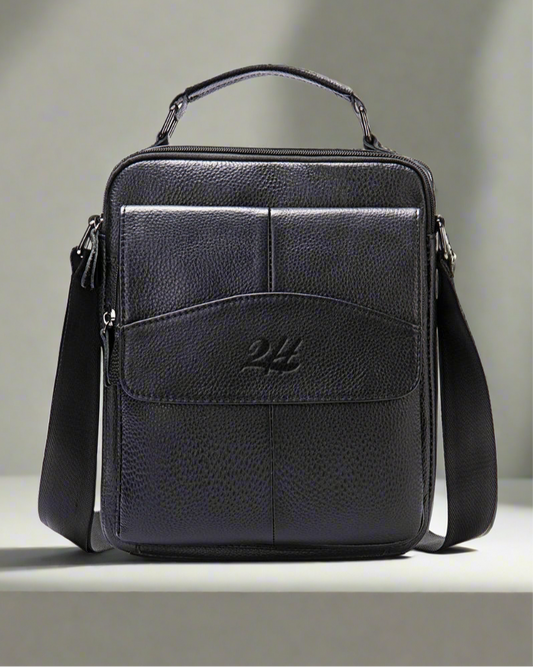 2H #601 Genuine leather Black Shoulder messenger bag