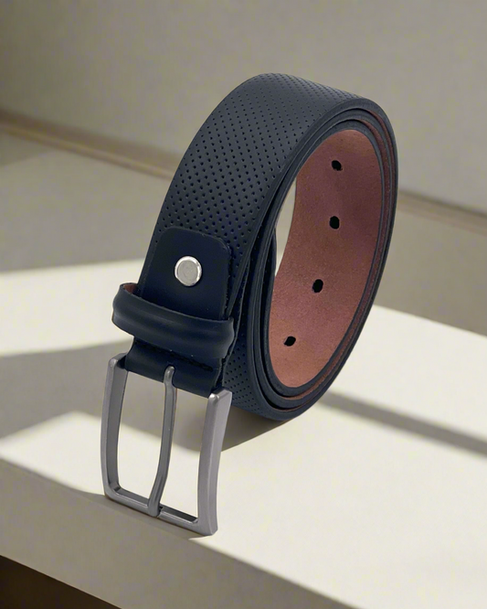 2H #EG Black Dotted Belt Genuine Leather