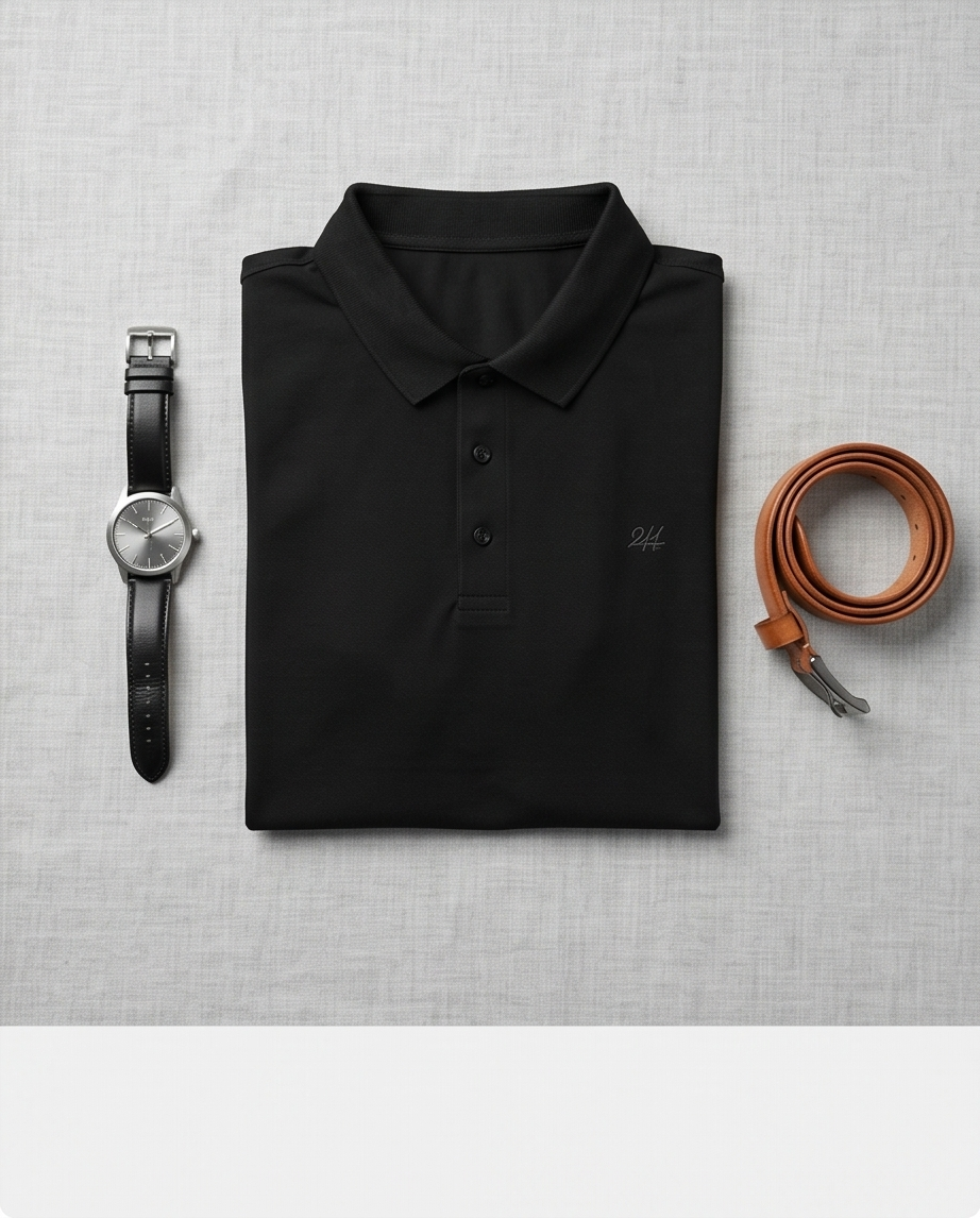 2H #CX151 Black Polo T-shirt