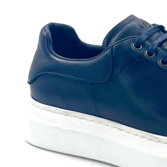 2H #014 Genuine Leather Navy Casual Shoes