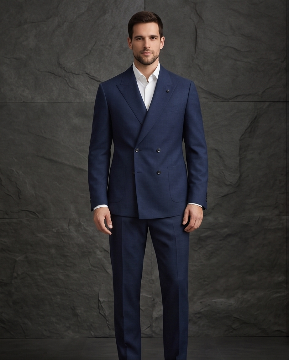 2H #004-2004-38 Navy Double Breasted Formal Suit