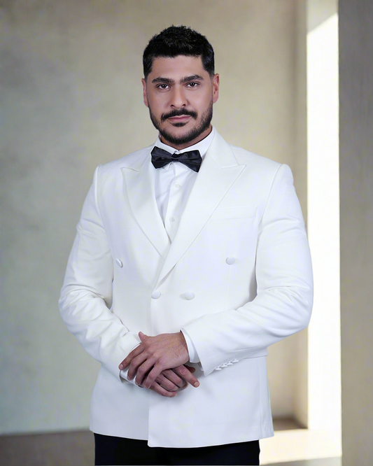 2H #260425 White Double breasted Suit