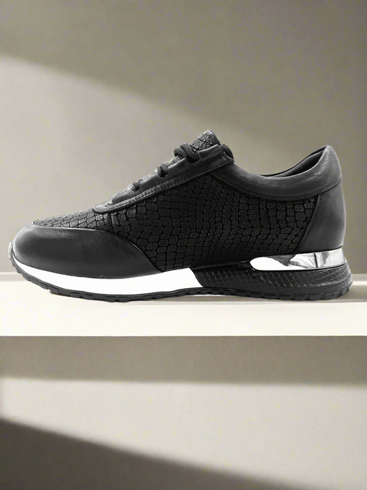 2H #S8031-481 Genuine Leather Black Casual Shoes
