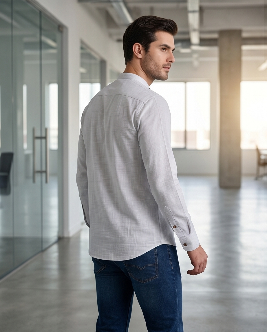SALE! 2H Gray Linen Three-Button Shirt