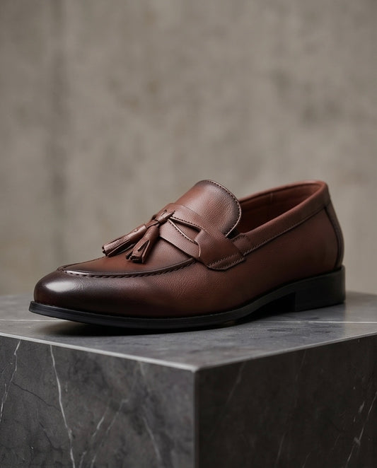 2H #D348-10-810 Brown Formal Shoes Genuine Leather