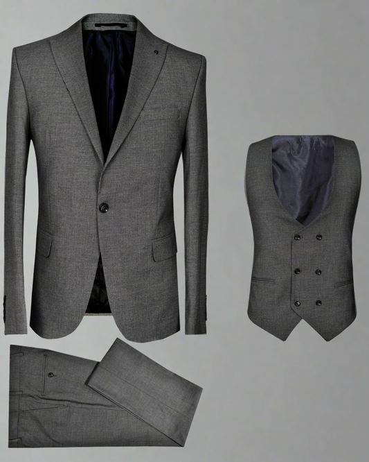 SALE! 2H Dark Gray Texture three Pieces Suit 3 pieces