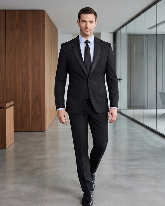 2H Black Wedding Suit