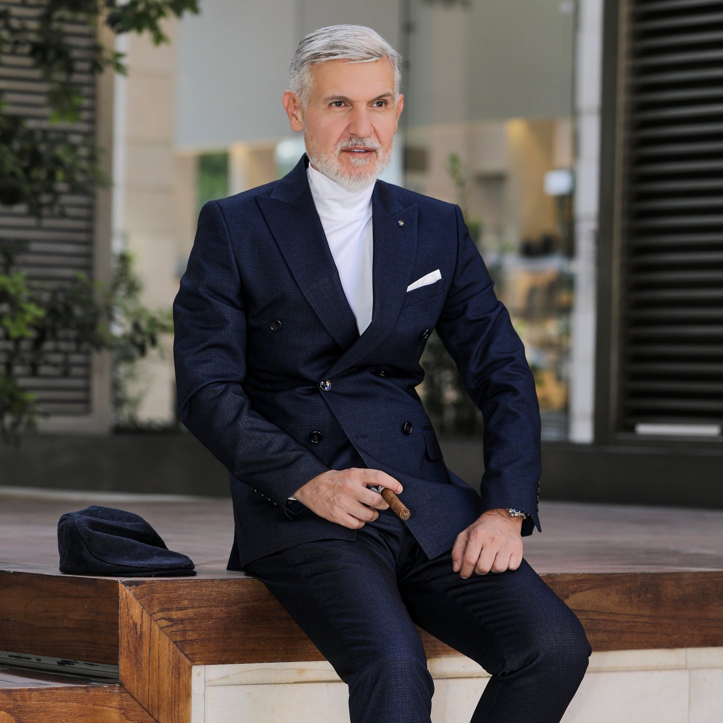 2H Navy Double Breasted Suit