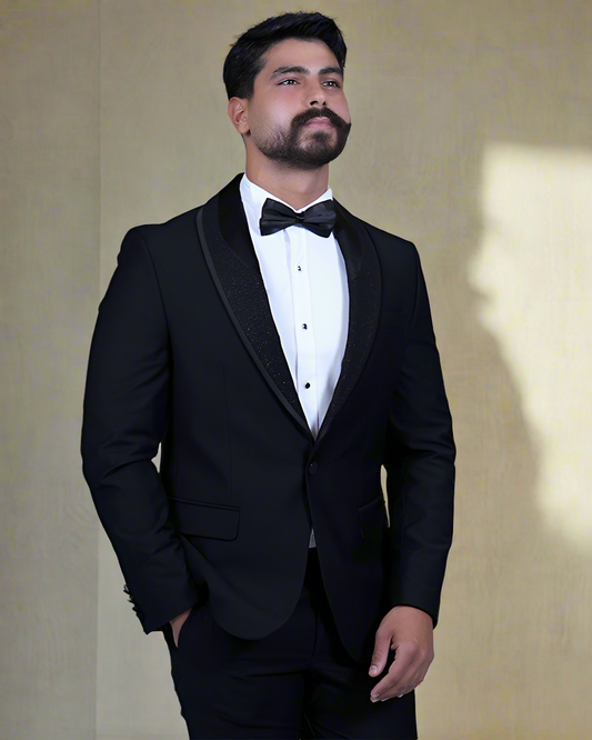 2H Black Wedding Suit 2 Pieces