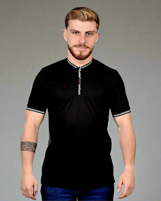 2H #12585 Black Mercerized Cotton Stand Up T-Shirt