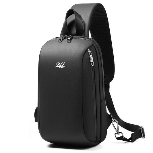 2H Black Chest Shoulder Bag