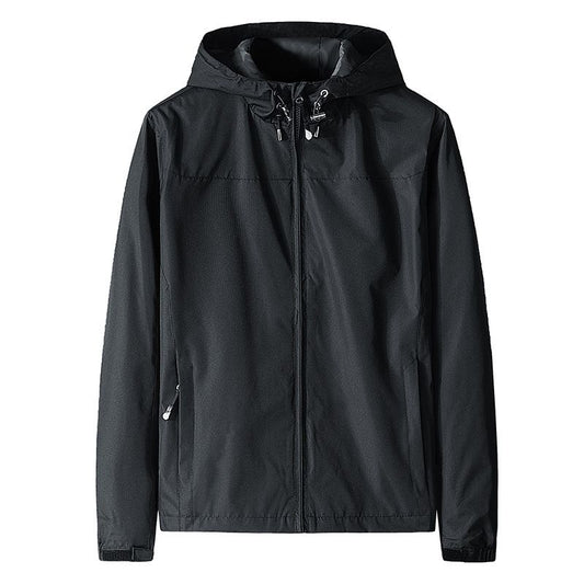 2H Black Hooded Lightweight Casual Jacket