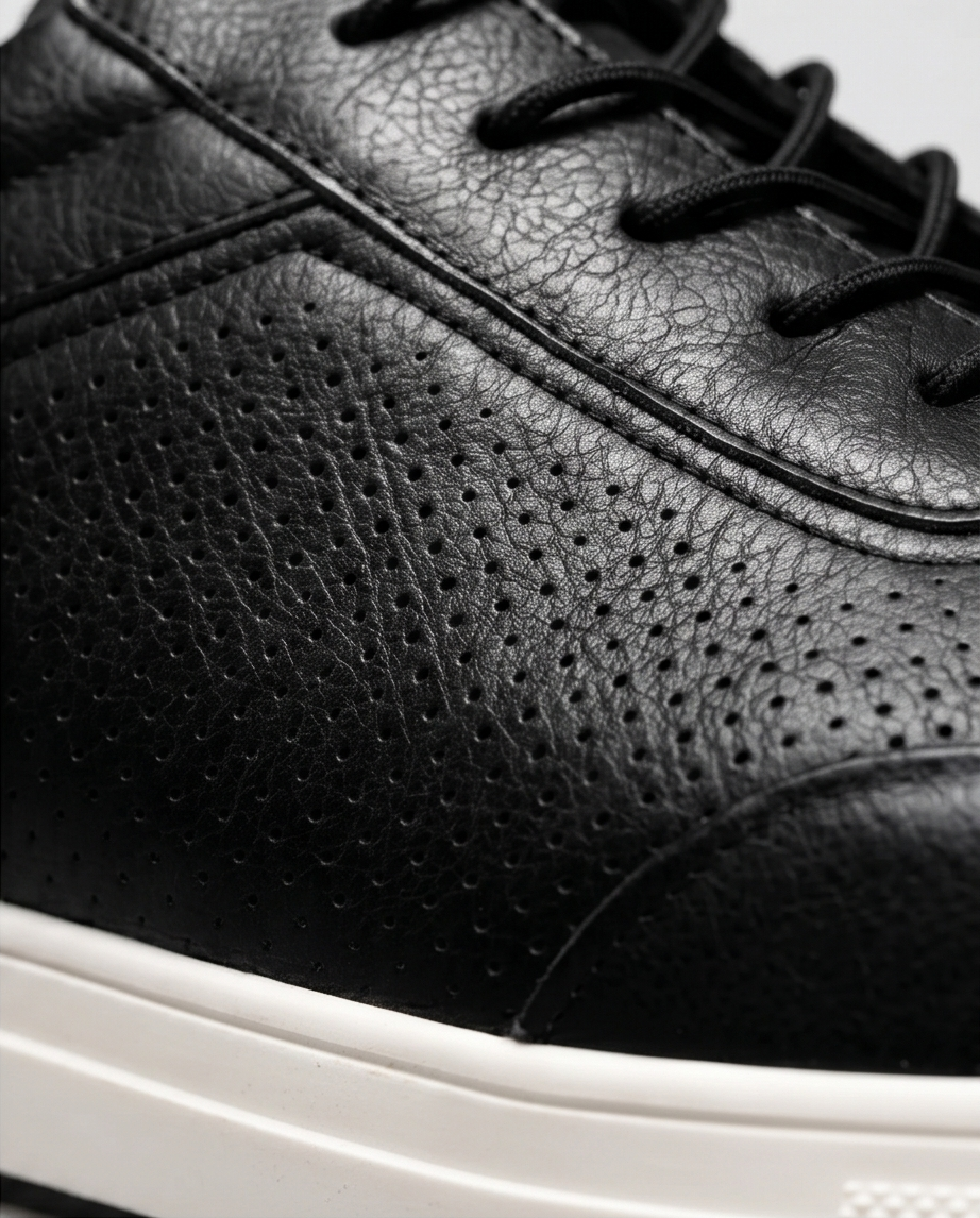 2H #05G Genuine Leather Black Casual Shoes