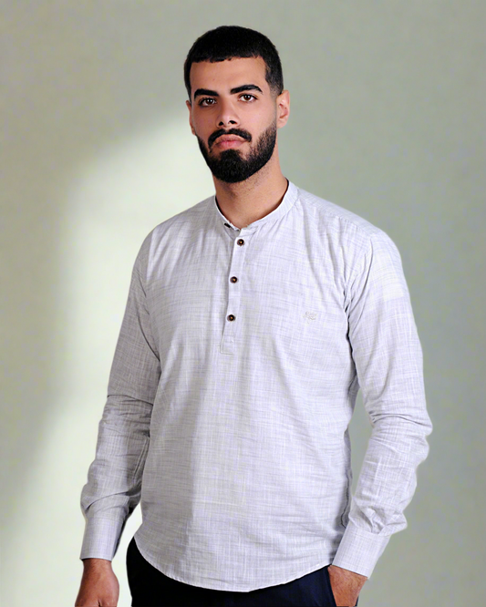 2H Gray Linen Three-Button Shirt