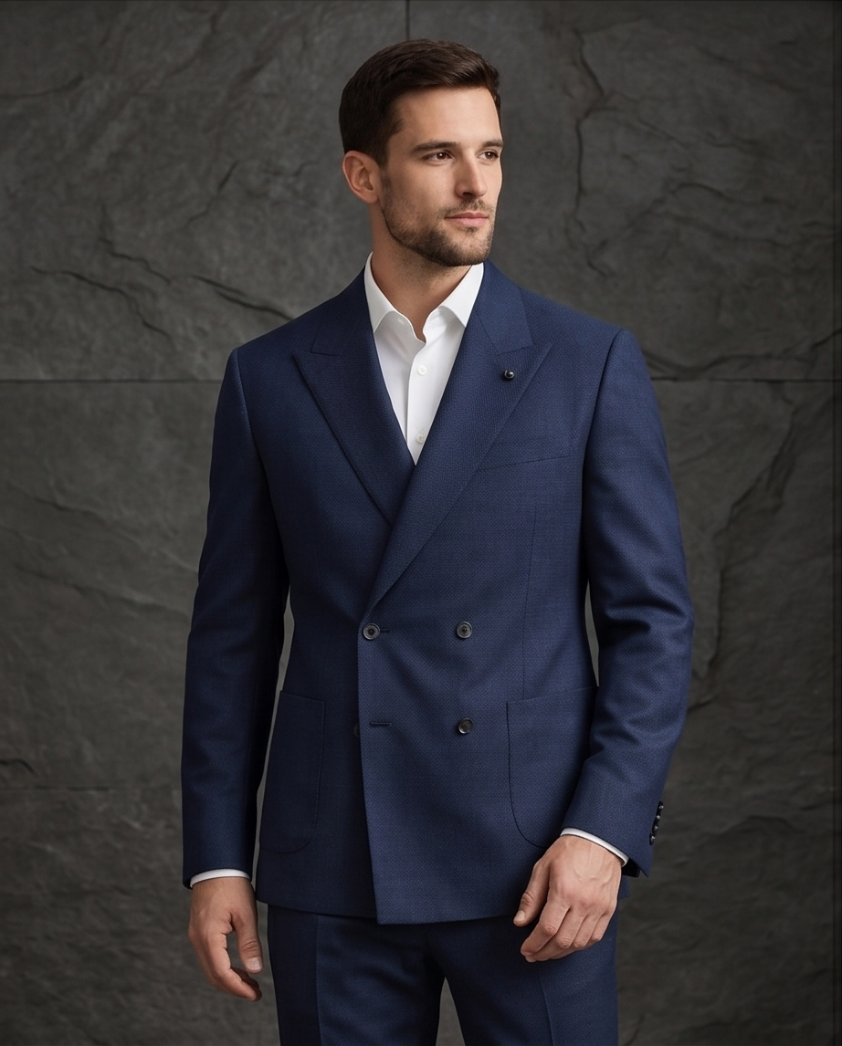 2H #004-2004-38 Navy Double Breasted Formal Suit
