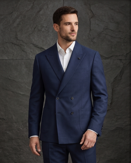 2H #004-2004-38 Navy Double Breasted Formal Suit