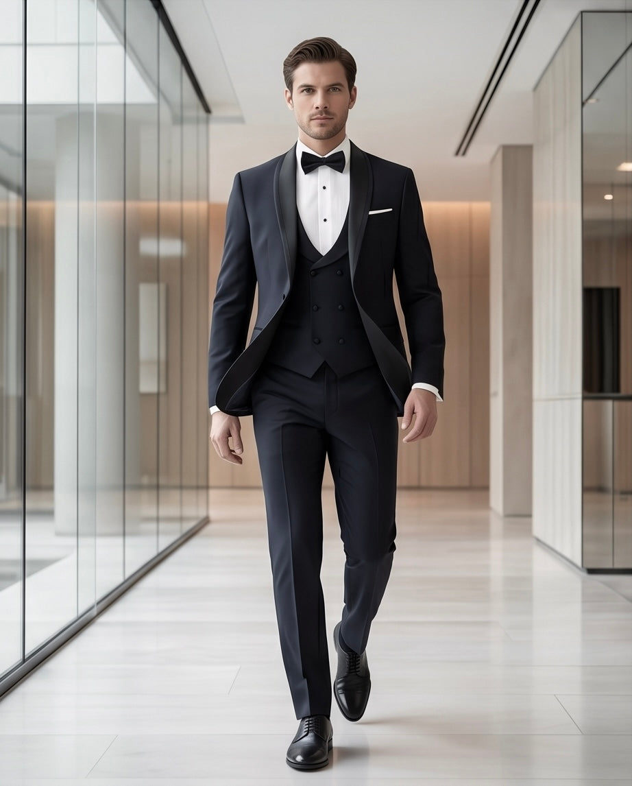 2H Black Wedding Suit 2 Pieces