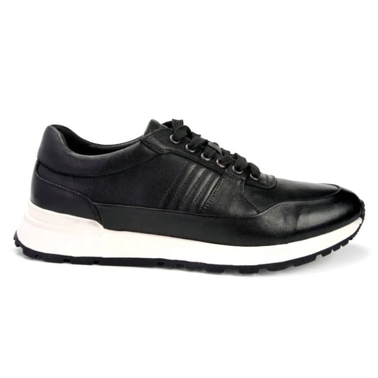 2H #S07941-11-733 Genuine Leather Black Casual Shoes