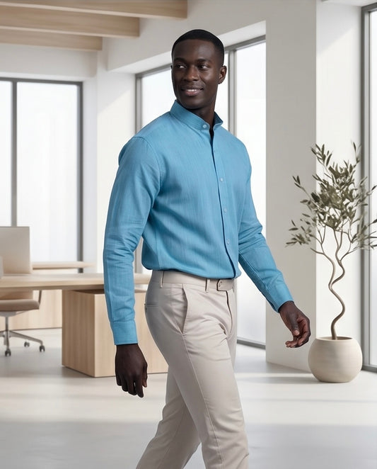 2H #8052025 Aqua Linen Shirt