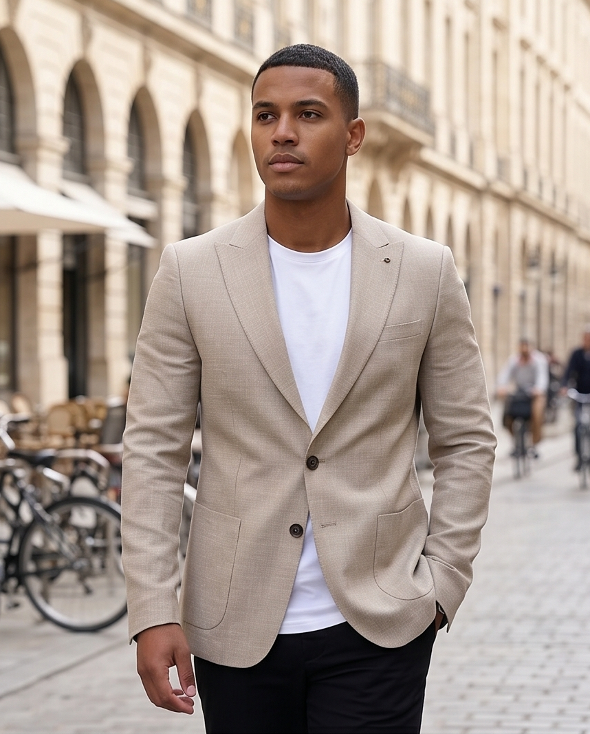 2H Beige Linen Blazer