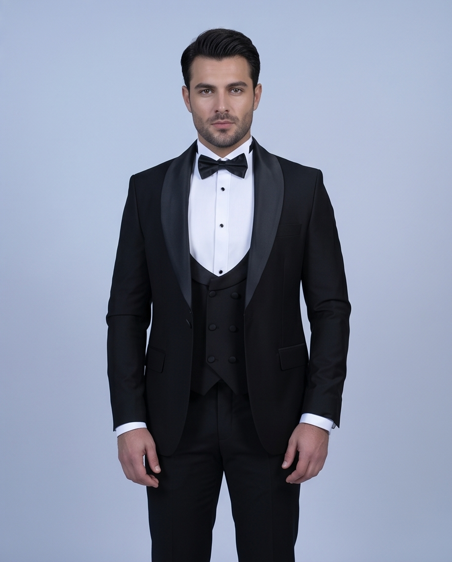2H Black Wedding Suit 2 Pieces