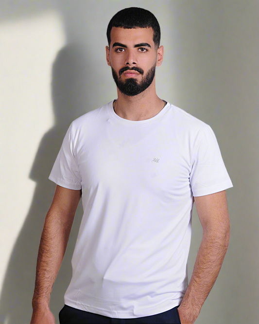 2H #CX233 White Short Sleeve Basic T-shirt