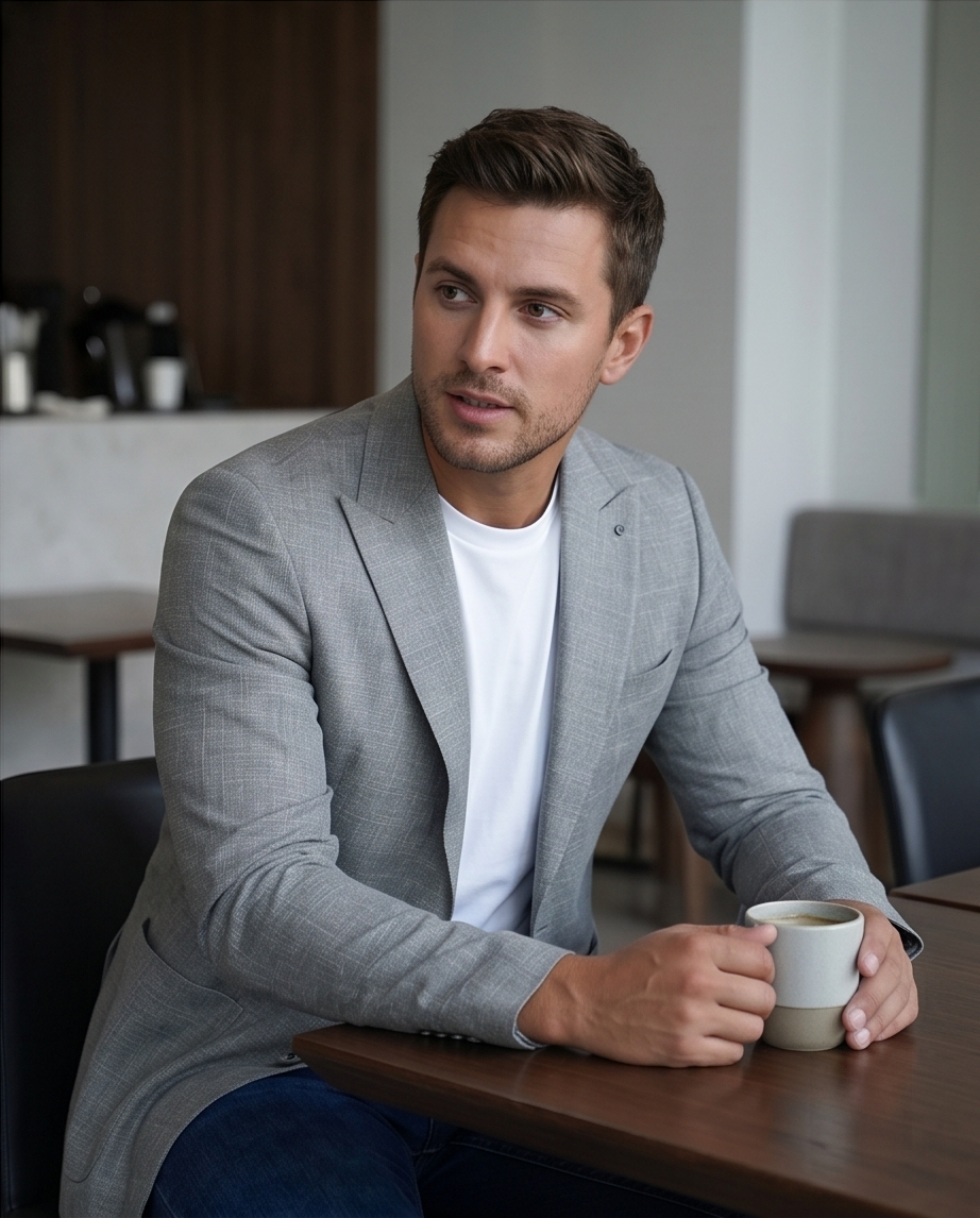 2H Gray Linen Blazer