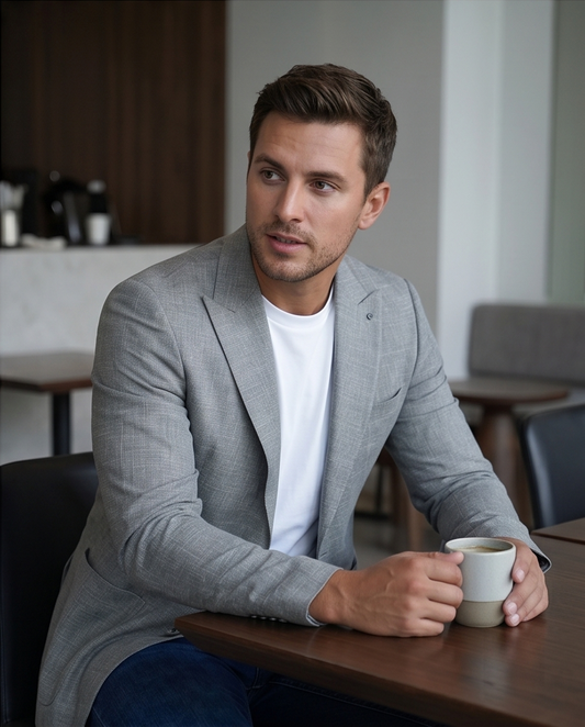 2H Gray Linen Blazer