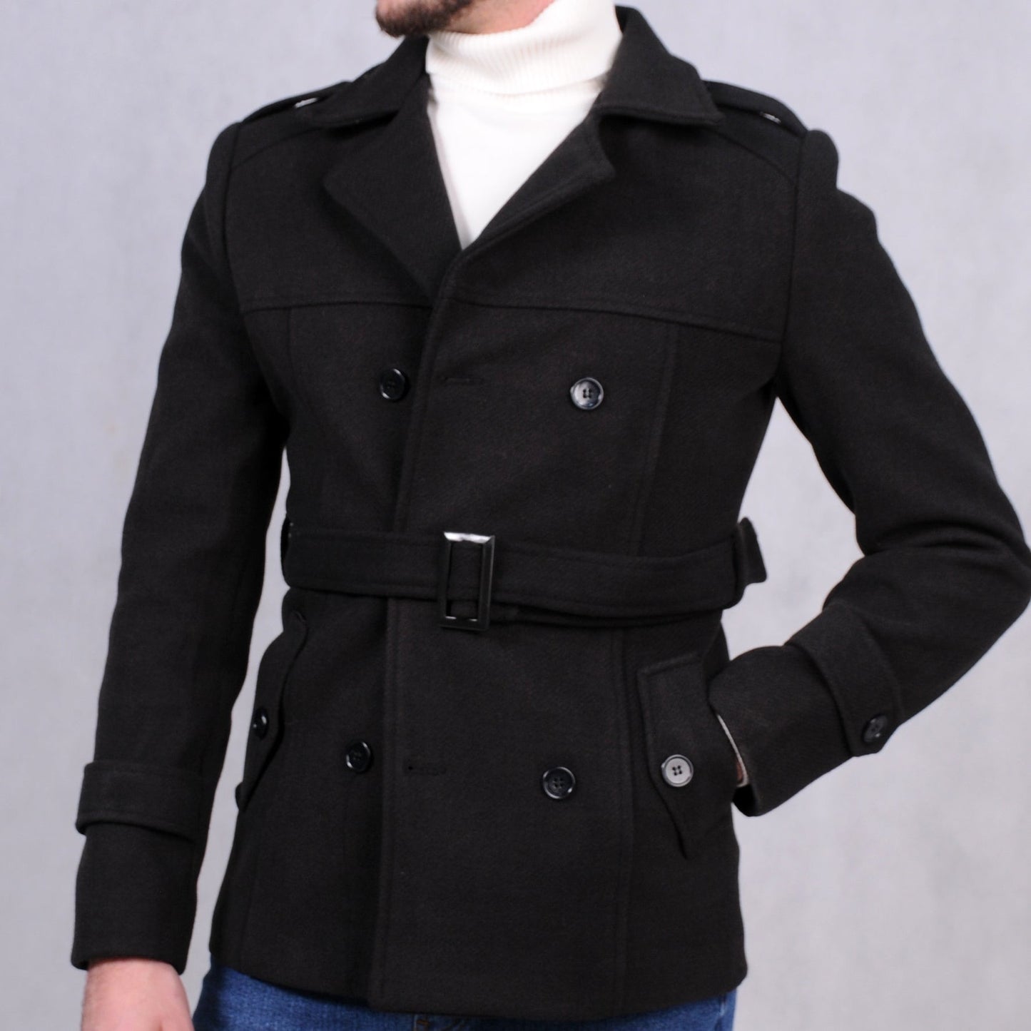 SALE! 2H Black Coat Double-Breasted Jacket
