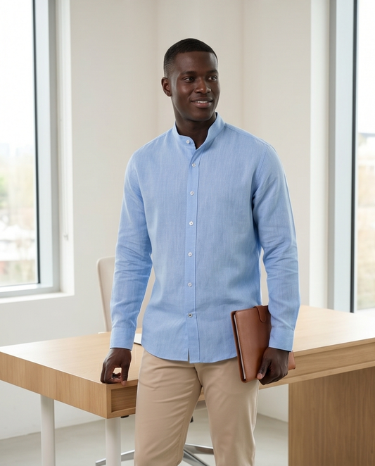 2H #8052025 Light Blue Linen Shirt