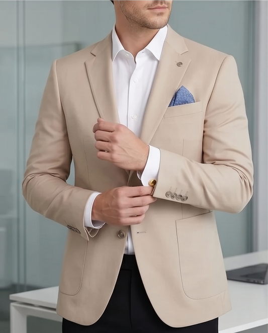 2H #24-01 Beige Tweed One Button Blazer