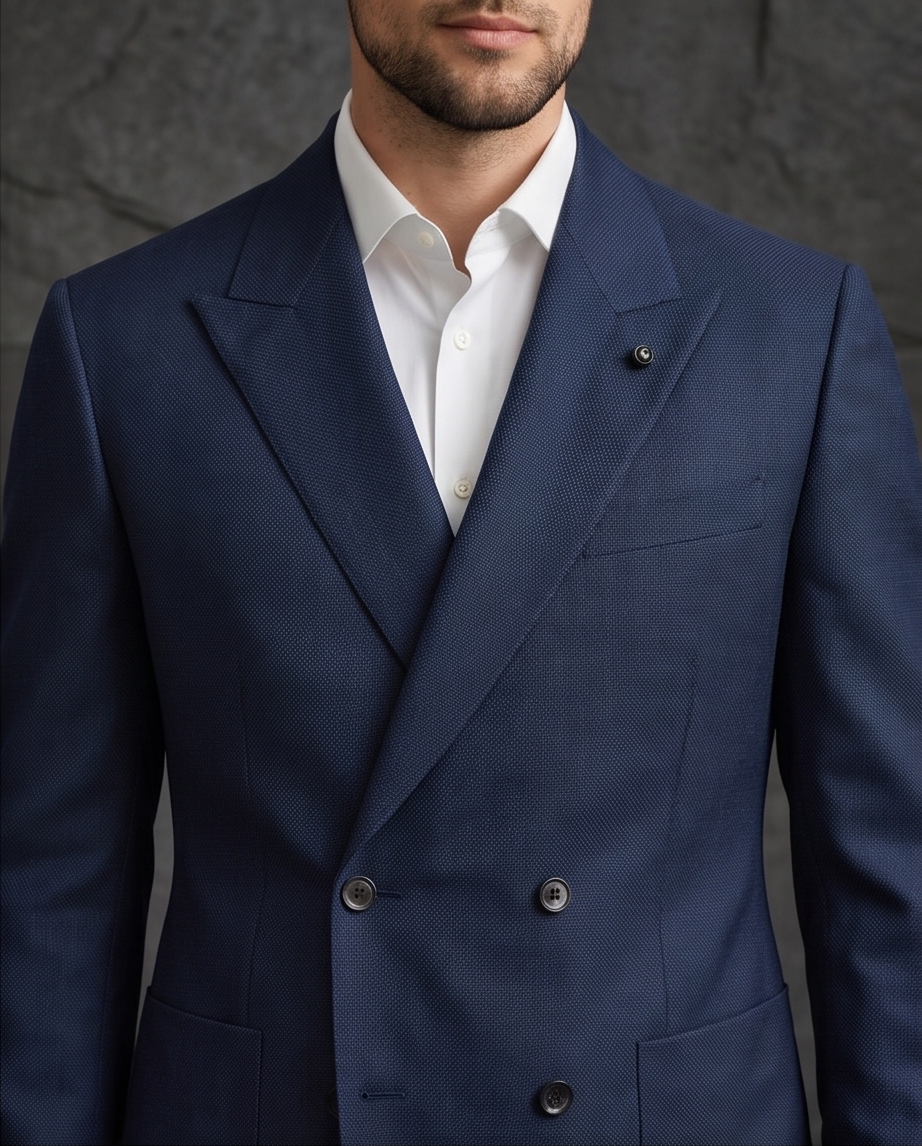 2H #004-2004-38 Navy Double Breasted Formal Suit
