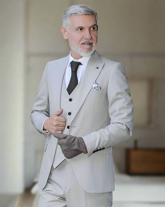 2H #2-4 Beige Casual Suit 2 Pieces