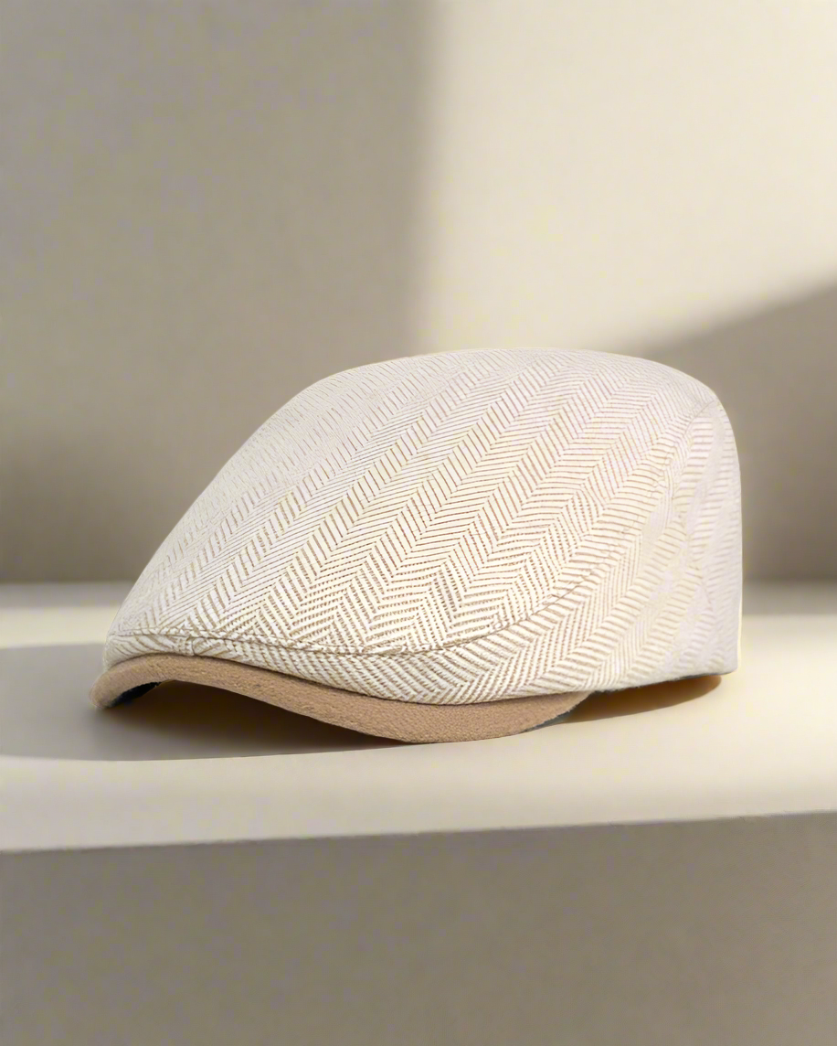 2H Beige Herringbone Cap