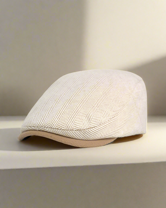 2H Beige Herringbone Cap