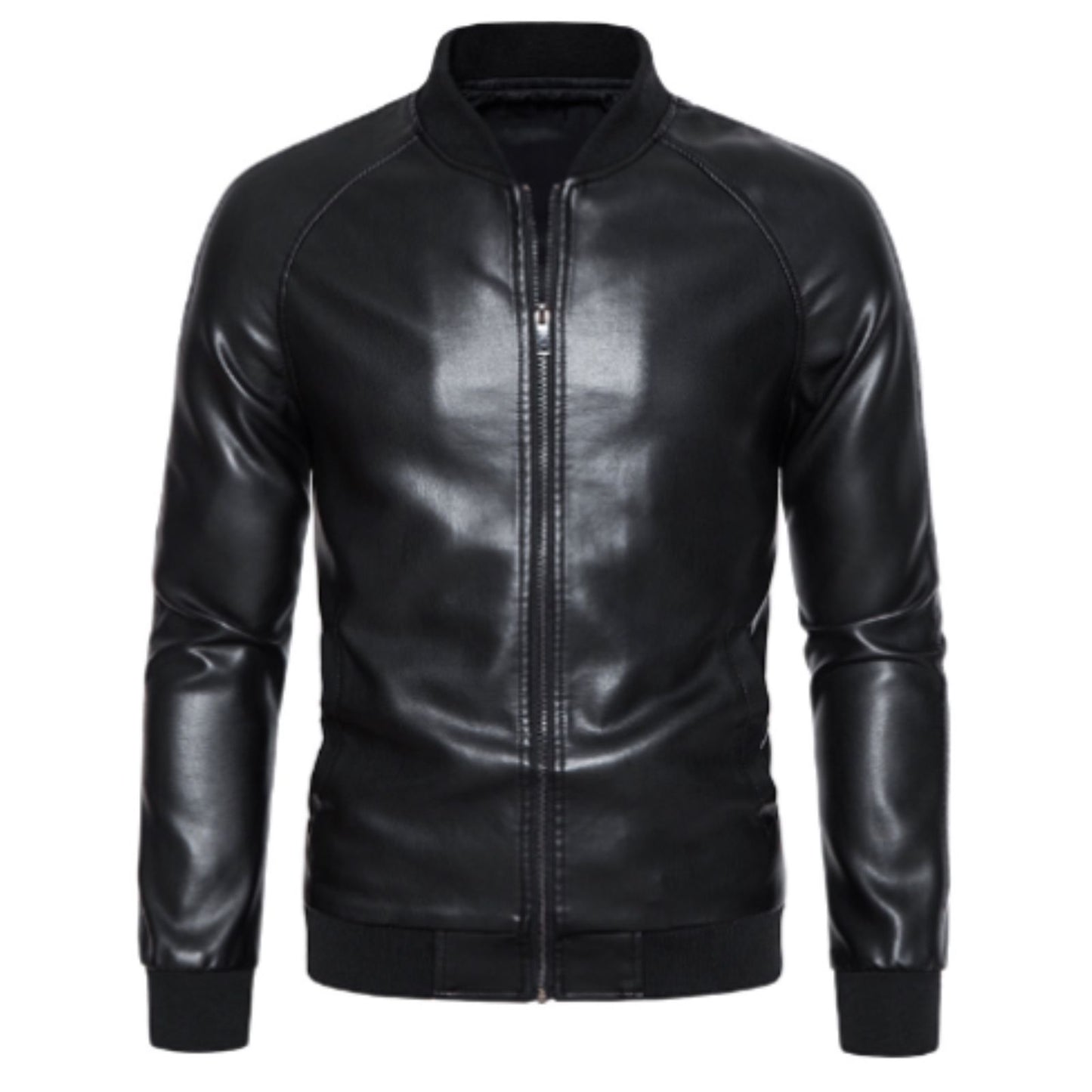 2H  Black Leather Casual Jacket