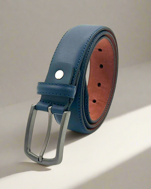 2H #EG Navy Genuine Leather Formal Belt