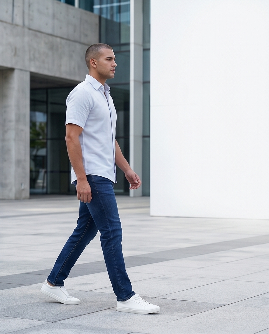 2H White Short Sleeve Linen Shirt