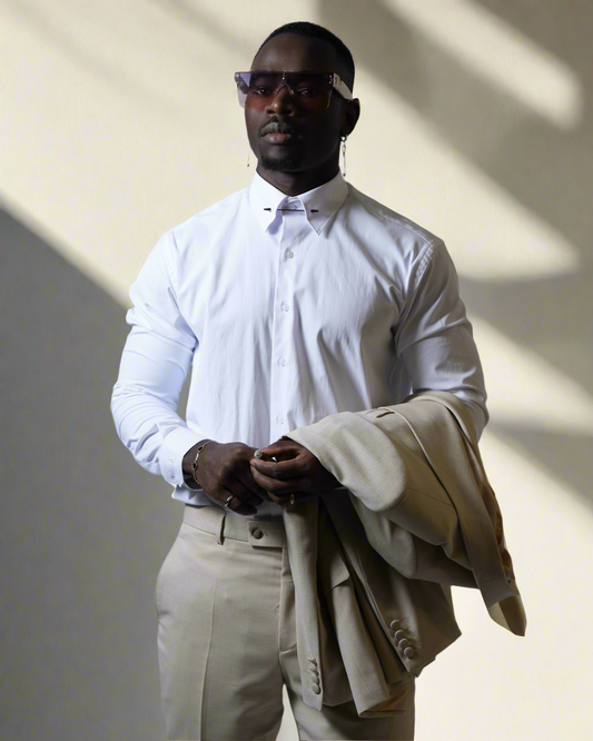 2H White Classic Shirt With Pin