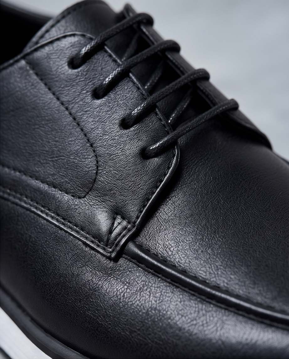 2H #8G Genuine Leather Black Casual Shoes