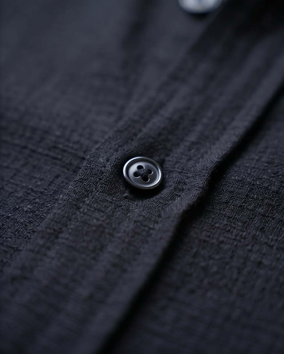 2H Black Short Sleeve Linen Shirt
