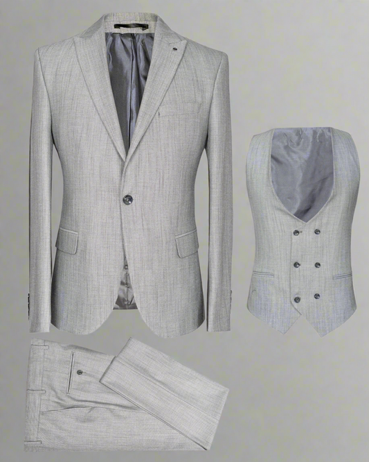 SALE! 2H Light Gray Texture three Pieces Suit 3 Pieces