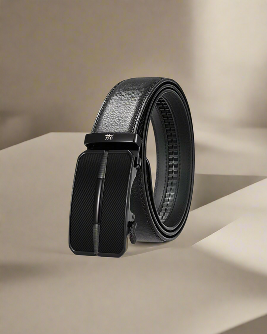 2H Automatic Sliding Buckle Leather Black