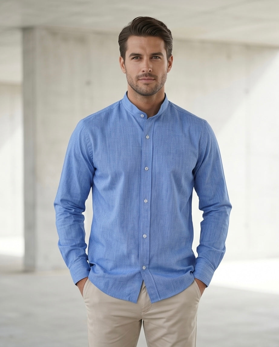 2H #8052025 Blue Linen Shirt
